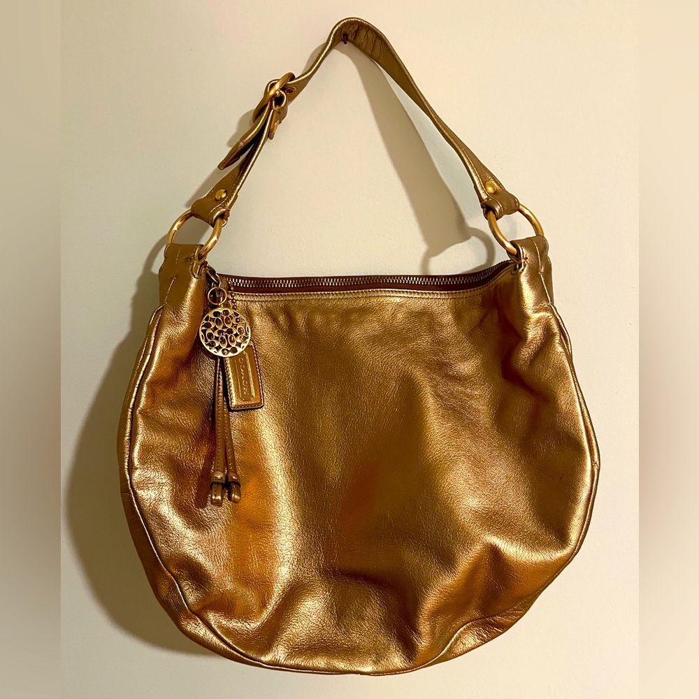 Rose Gold Leather Coach Purse